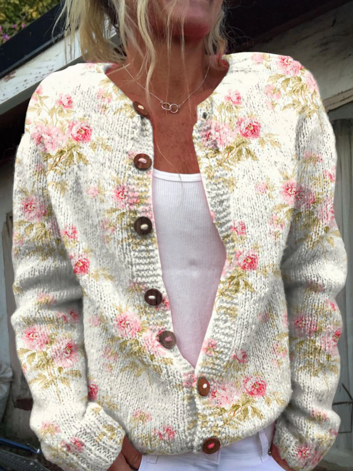 Brigitte | Stampa Fiori & Foglie Gilet con Bottoni