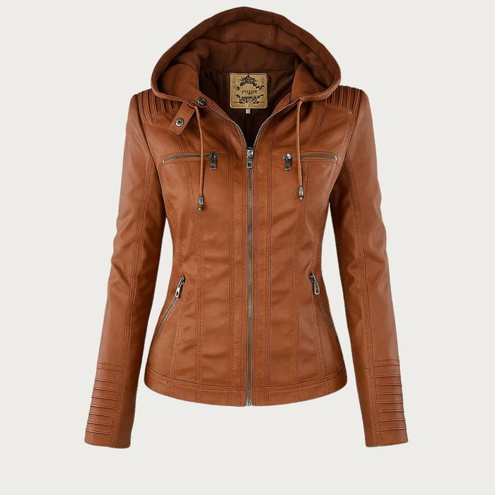 Flavia | Giacca in pelle robusta ed elegante marrone chiaro
